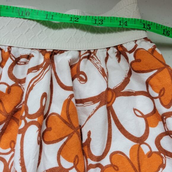 Orange & White Floral Hippie 60's 70's Mod Cottage Core Mini Skirt - size S - Picture 6 of 8